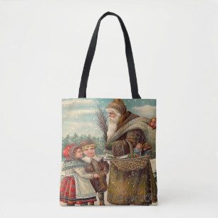 Vintage St. Nicolas Gifts for Kids Kerstmis Draagtas
