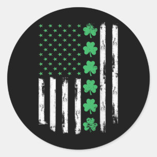 Vintage St. Patrick's Day Amerikaanse vlag Schijnt Ronde Sticker