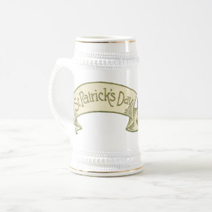 Vintage St. Patrick's Day Groeten Gouden Banner Bierpul