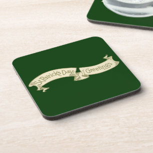 Vintage St. Patrick's Day Groeten Gouden Banner Drankjes Onderzetter