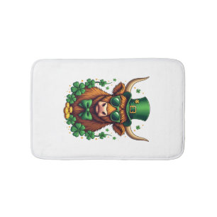 Vintage St. Patricks Day Hoogland Koe met Shamroc Badmat