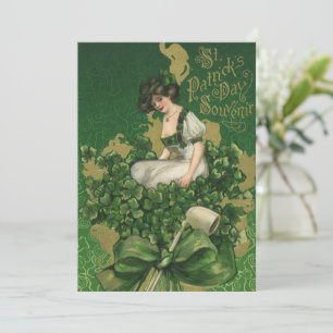 Vintage St. Patrick's Day-souvenir, Ierse schone Kaart