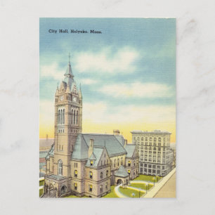Vintage, stadhuis, Holyoke, Massachusetts Briefkaart