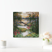 Vintage Stained Glass Clock Vierkante Klok (Huis)