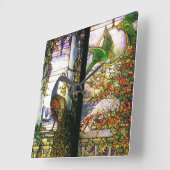 Vintage Stained Glass Clock Vierkante Klok (Hoek)