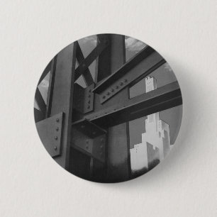 Vintage stalen bouw hoogbouw architectuur ronde button 5,7 cm
