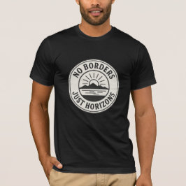 Vintage Stamp – “No Borders, Just Horizons”. T-shirt