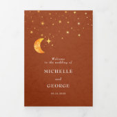 Vintage Star Céleste Lune Programme de mariage pli (Page de couverture)