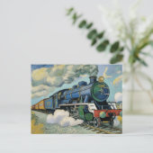 Vintage Steam Engine Train painting Briefkaart (Staand voorkant)