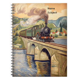 Vintage Steam Engine Train Painting Notitieboek