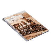 Vintage Steam Engine Train Sketch Notitieboek (Rechterzijde)