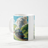 Vintage Steam Train Scenic Illustration Mug (Devant gauche)