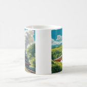 Vintage Steam Train Scenic Illustration Mug (Centre)