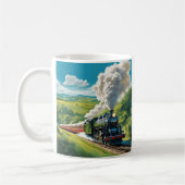 Vintage Steam Train Scenic Illustration Mug (Gauche)