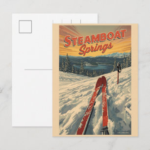 Vintage Steamboat Springs Colorado bergcadeaus Feestdagenkaart