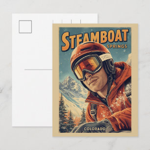 Vintage Steamboat Springs Colorado berggeschenken Feestdagenkaart