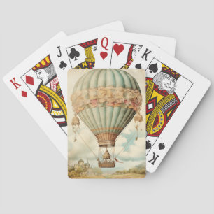 Vintage Steampunk Blauwe Heete Luchtballon Pokerkaarten