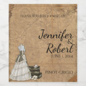 Vintage Steampunk Bride Mariage Vin Étiquette (Étiquettes simples)