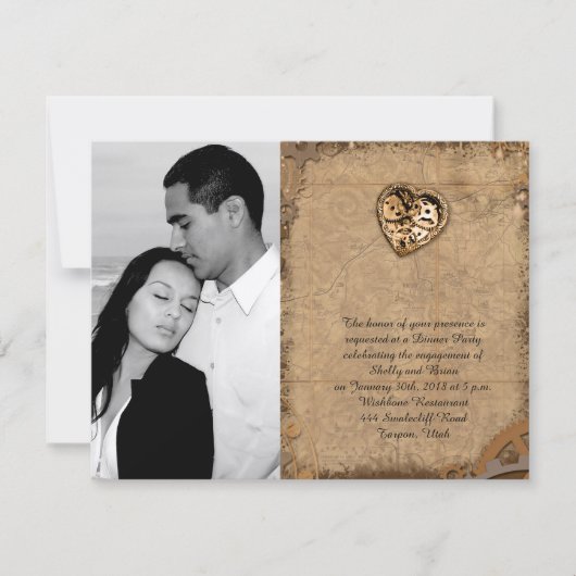 Vintage Steampunk Bride Wedding Verloving Kaart (Voorkant)