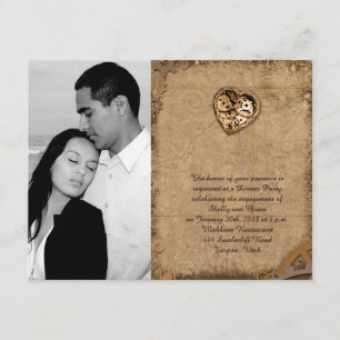 Vintage Steampunk Bride Wedding Verloving Kaart