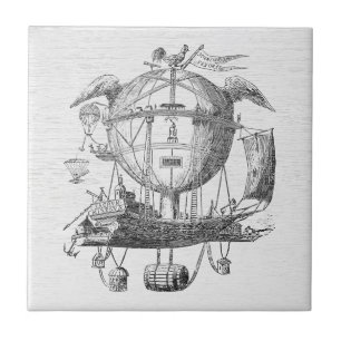 Vintage Steampunk Luchtvaart Ceramic Tegeltje