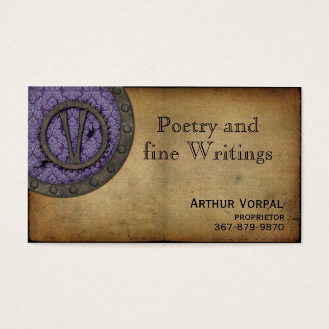 Vintage Steampunk Monogram Purple V (Devant)
