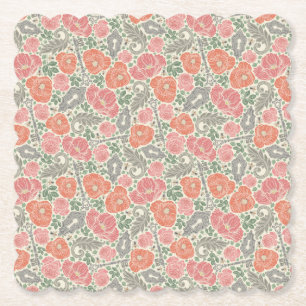 Vintage Steampunk Oude Slot Sleutel Rode Klaproos Kartonnen Onderzetters