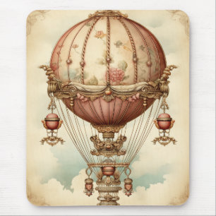 Vintage Steampunk Roze Heet Luchtballon Muismat