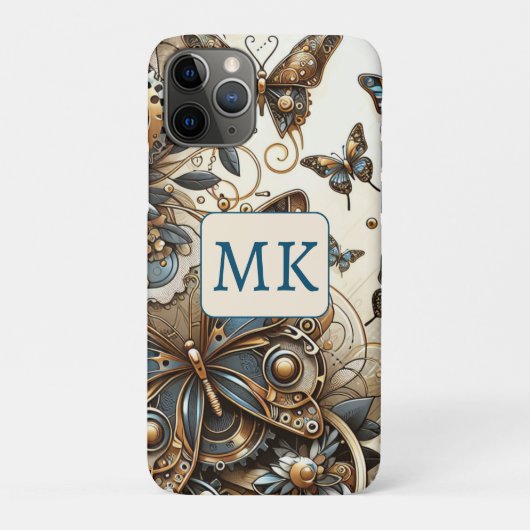 Vintage Steampunk Vlinders Met Monogram Case-Mate iPhone Case (Achterkant)