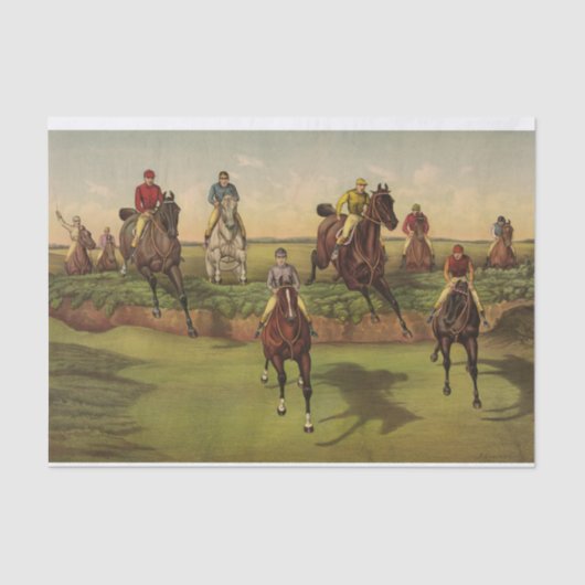 Vintage Steeplechase Thoroughbred Racepaarden Tissuepapier (Voorkant)