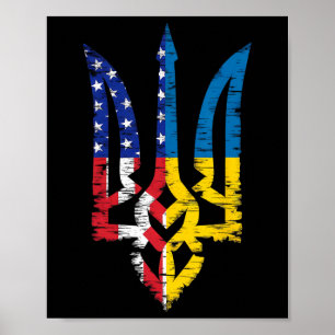 Vintage steun Oekraine Amerikaanse vlag Oekraïense Poster