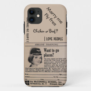 Vintage stewardess luchtvaartmaatschappij stewarde iPhone 11 hoesje