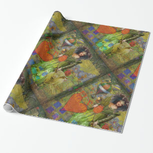 Vintage Stier Klassieke Vrouw Portret Gotische Kun Cadeaupapier