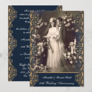 Vintage Stijl 50e Huwelijksjubileum Kaart