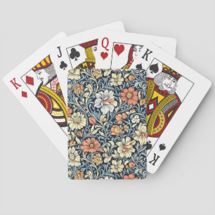 Vintage stijl blauwe kleur botanisch patroon poker pokerkaarten