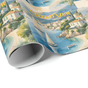 Vintage Stijl Cote D'Azur Franse Reizen Cadeaupapier