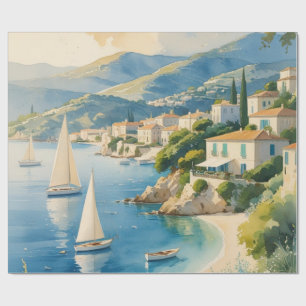 Vintage Stijl Cote D'Azur Franse Reizen Cadeaupapier