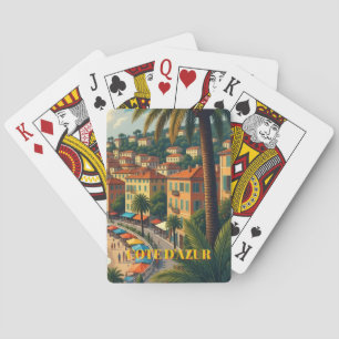Vintage stijl Cote D'Azur Reisillustratie Pokerkaarten