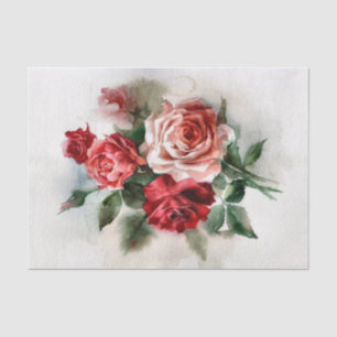 Vintage Stijl Donker Licht Rode en Roze Rozen Tissuepapier