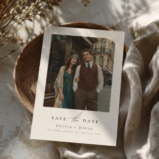 Vintage Stijl | Elegante Tekst en Eén Foto Bruilof Save The Date