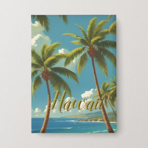 Vintage stijl Hawaiaanse reis Aloha uit Hawaï Button