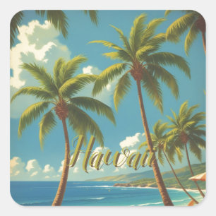 Vintage stijl Hawaiaanse reis Aloha uit Hawaï Vierkante Sticker