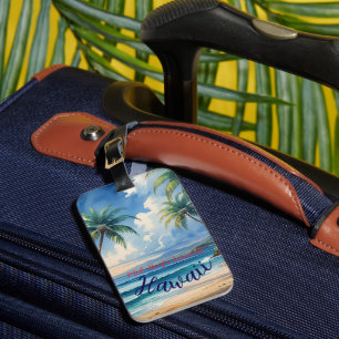 Vintage stijl Hawaiaanse reis Honolulu blauwe zee Bagagelabel