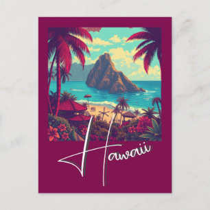 Vintage stijl Hawaiaanse reis Honolulu Midden-Stil Feestdagenkaart