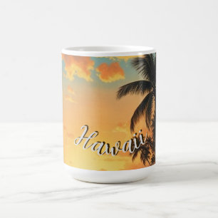 Vintage stijl Hawaiaanse reis kust zee zonsonderga Koffiemok
