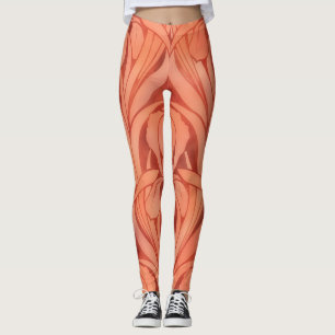 Vintage stijl lelie Art Nouveau oranje leggings