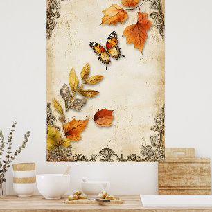 vintage stijl met herfstthema poster