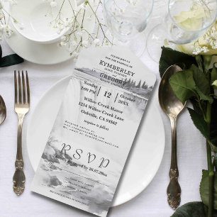 Vintage Stijl Niagara Watervallen Zwart Wit Email All In One Uitnodiging