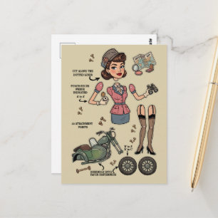 Vintage Stijl Papieren Poppen Kit Avontuur Briefkaart