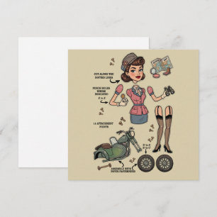 Vintage Stijl Papieren Poppen Kit Avontuur Feestdagenkaart
